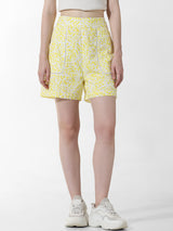 Women's Yellow Woven Casual Above Knee Shorts