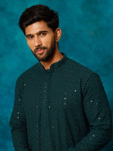 Men's Green Traditional Ethnic Full Sleeves Kurta