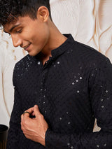 Men's Black Traditional Ethnic Full Sleeves Kurta