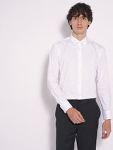 Men's White Formal Slim Fit Solid Full Sleeves Shirt