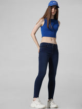 Women's Blue Woven Casual Solid Regular Fit Jeans