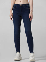 Women's Blue Woven Casual Solid Regular Fit Jeans