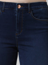 Women's Blue Woven Casual Solid Regular Fit Jeans