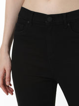 Women's Black Woven Casual Solid Regular Fit Jeans