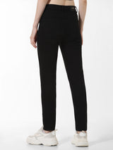 Women's Black Woven Casual Solid Regular Fit Jeans