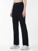 Women's Blue Woven Casual Solid Regular Fit Jeans