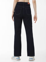 Women's Blue Woven Casual Solid Regular Fit Jeans
