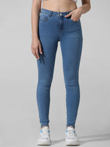 Women's Blue Woven Casual Solid Regular Fit Jeans