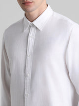 Men's White Casual Slim Fit Full Sleeves Shirt