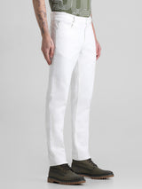 Men's White Casual Slim Fit Stretchable Jeans