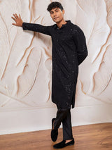 Men's Black Traditional Ethnic Full Sleeves Kurta