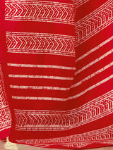 Women's Bhagalpuri Silk Red Printed Designer Saree with Blouse Piece