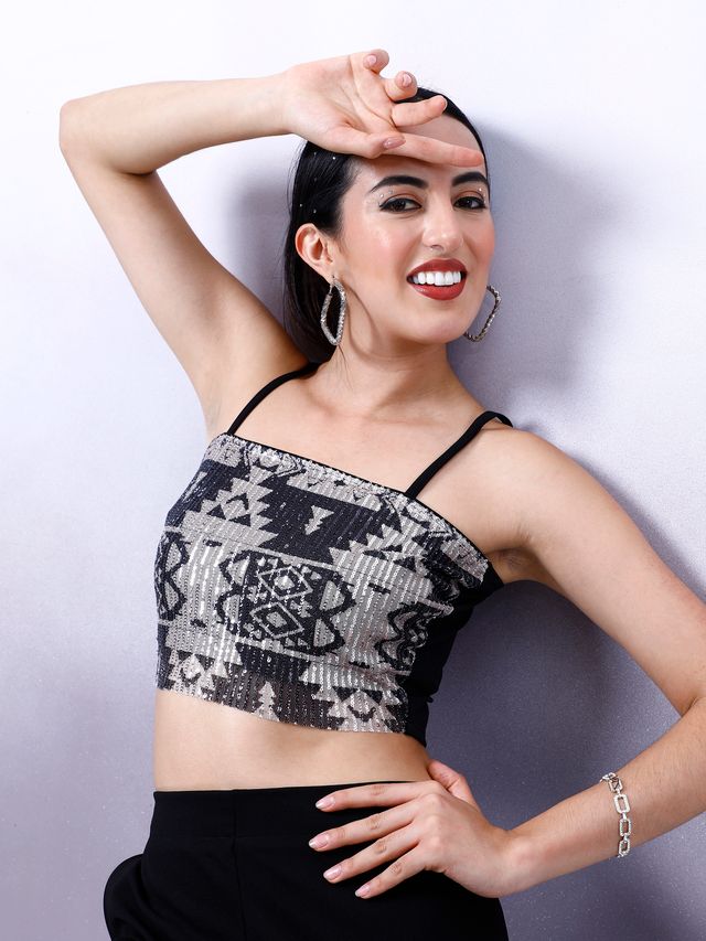 Women's Black Party Sleeveless Top