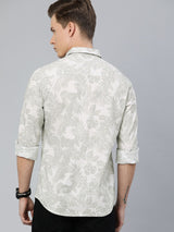 Men's Slim Fit Tropical Full Sleeves Cutaway Collar Casual Shirt