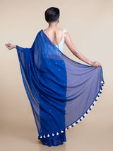 Women's Blue Mul Cotton Saree