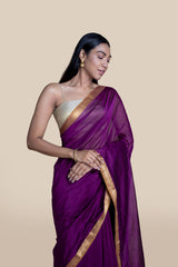 Women's Purple Silk Cotton Saree