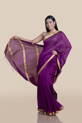Women's Purple Silk Cotton Saree
