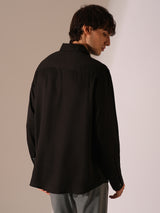 Men's Black Casual Regular Fit Solid Full Sleeves Shirt