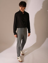 Men's Black Casual Regular Fit Solid Full Sleeves Shirt