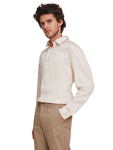 Men's White Casual Regular Fit Solid Full Sleeves Shirt