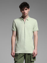 Men's Green Casual Slim Fit Solid Half Sleeves Polo Tshirt