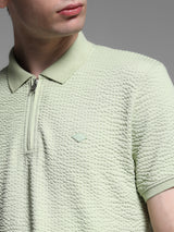 Men's Green Casual Slim Fit Solid Half Sleeves Polo Tshirt