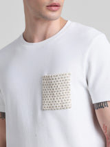 Men's White Casual Regular Fit Half Sleeves Tshirt