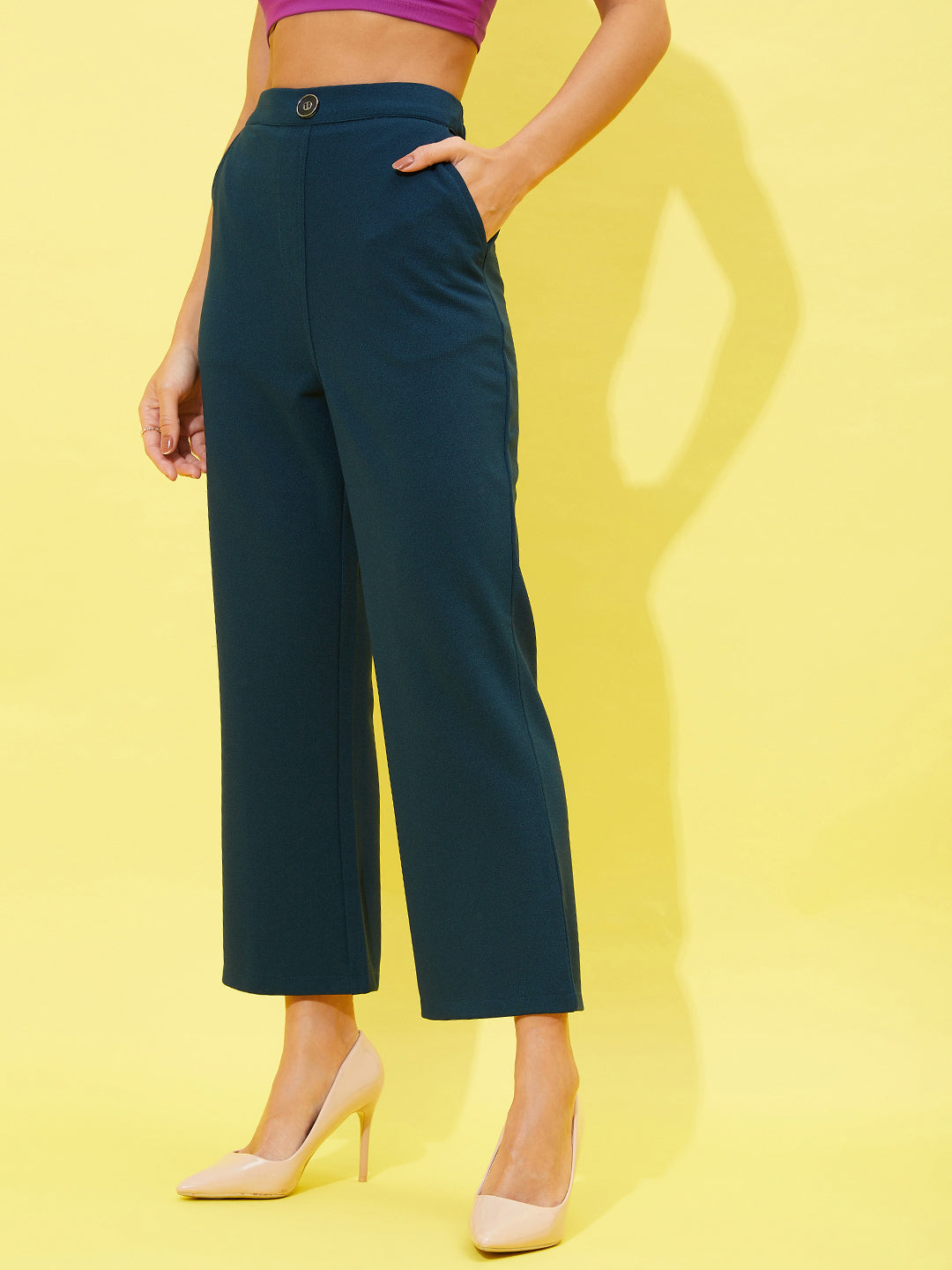 Women's Regular Fit Blue Trousers