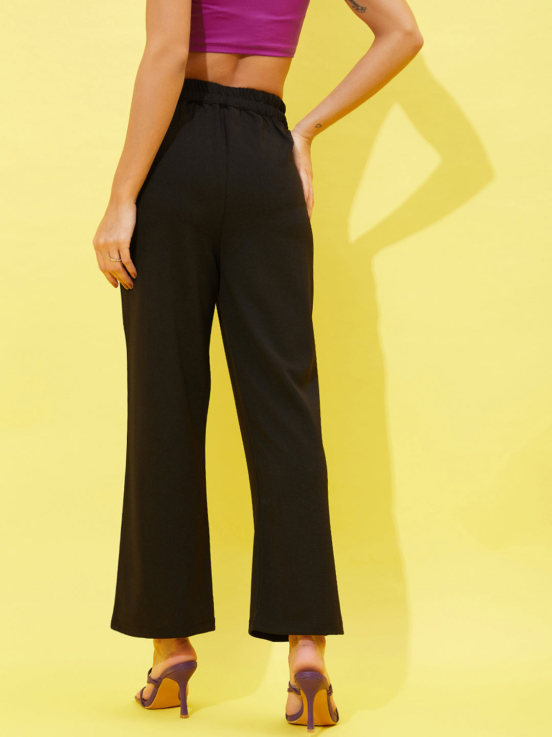 Women's Regular Fit Black Trousers