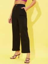 Women's Regular Fit Black Trousers