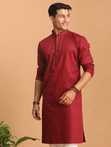 Men's Maroon Traditional Ethnic Full Sleeves Kurta