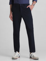 Men's Navy Casual Slim Fit Stretchable Trouser