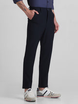 Men's Navy Casual Slim Fit Stretchable Trouser
