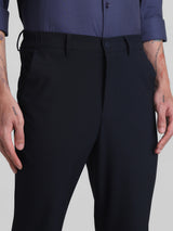 Men's Navy Casual Slim Fit Stretchable Trouser