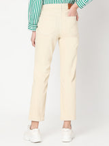 Women's White Mid Rise Straight Fit Jeans
