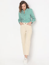 Women's White Mid Rise Straight Fit Jeans