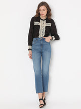 Women's Blue Mid Rise Straight Fit Jeans