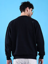 Men's Black Casual Round Neck Solid Full Sleeves Sweatshirt