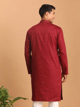 Men's Maroon Traditional Ethnic Full Sleeves Kurta