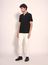 Men's Black Casual Regular Fit Solid Short Sleeve Polo Tshirt