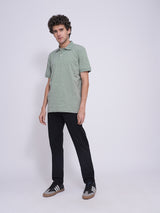 Men's Green Casual Regular Fit Solid Short sleeves Polo Tshirt