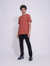 Men's Red Casual Regular Fit Solid Half Sleeves Tshirt