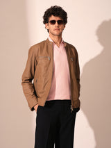 Men's Pink Casual Regular Fit Solid Short sleeves Polo Tshirt