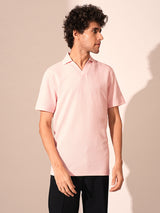Men's Pink Casual Regular Fit Solid Short sleeves Polo Tshirt