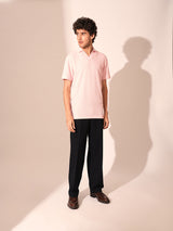 Men's Pink Casual Regular Fit Solid Short sleeves Polo Tshirt