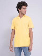 Men's Yellow Casual Regular Fit Solid Short sleeves Polo Tshirt