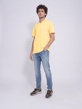 Men's Yellow Casual Regular Fit Solid Short sleeves Polo Tshirt
