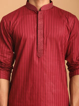 Men's Maroon Traditional Ethnic Full Sleeves Kurta