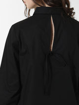 Women's Black Woven Casual Solid Regular Fit Full Sleeves Shirt