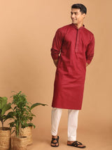 Men's Maroon Traditional Ethnic Full Sleeves Kurta